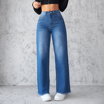 High-Waist Wide-Leg Denim Jeans
