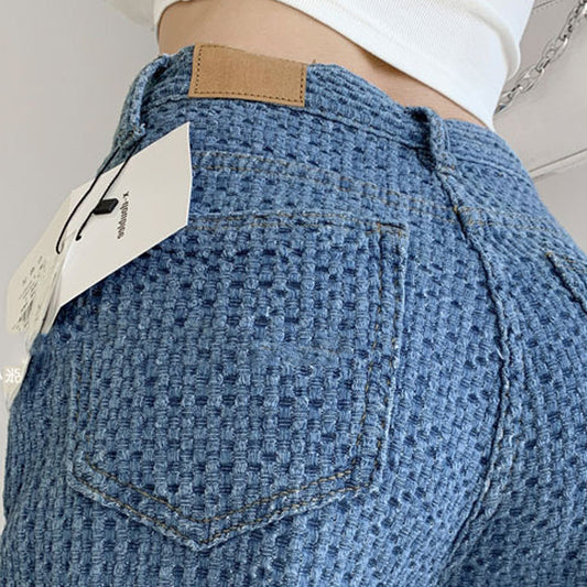 Fashion High-Waist Straight-Leg Jeans