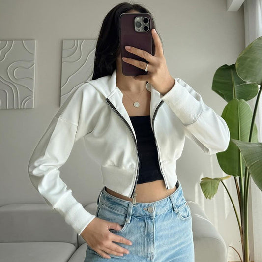 Women's Cardigan with Hood and Zipper