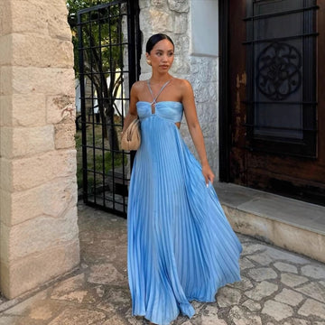 Aurora Pleated Long Dress – Elegance in Motion