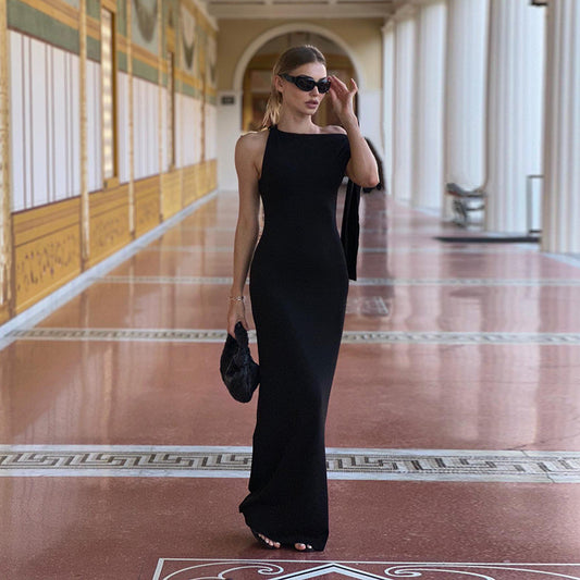 Ribbon One-Shoulder Long Dress – Unique Sophistication