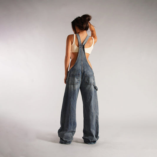 Denim Jumpsuit with Zipper
