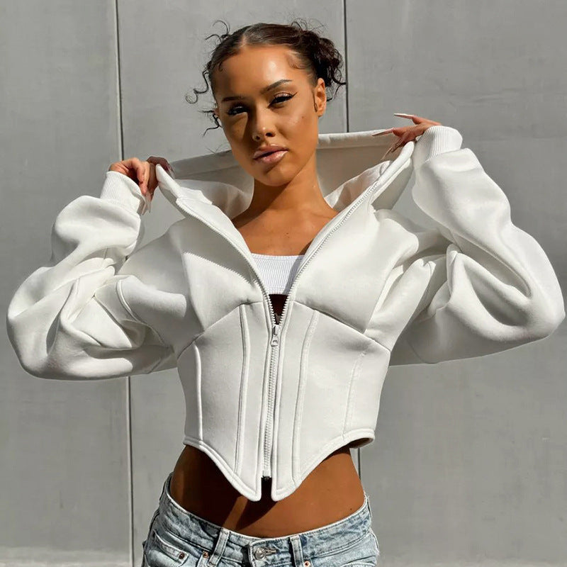 Corset Zipper Hoodie – Slim Fit Street Jacket