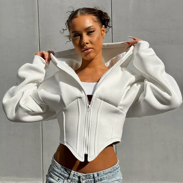 Corset Zipper Hoodie – Slim Fit Street Jacket