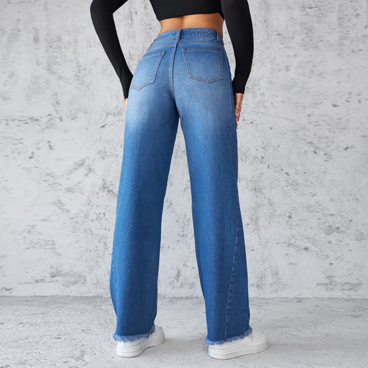 High-Waist Wide-Leg Denim Jeans