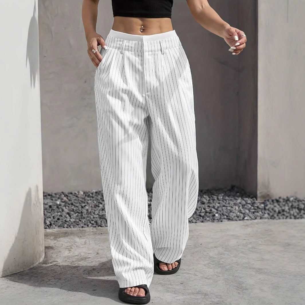 Elegant Striped High-Waist Trousers