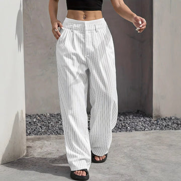 Elegant Striped High-Waist Trousers