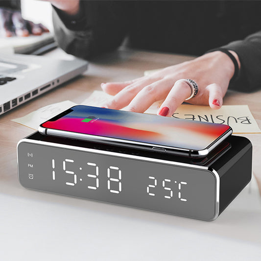 LED Digital Clock with Wireless Charger and Thermometer