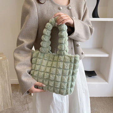 Plaid Plush Winter Bag – Luxury & Spacious