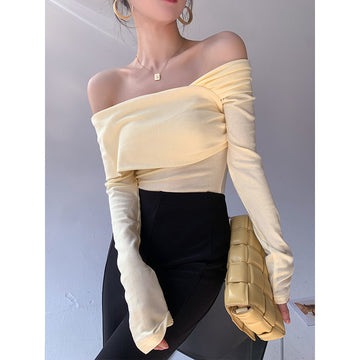 Asymmetric Off-Shoulder Slim Crop Top