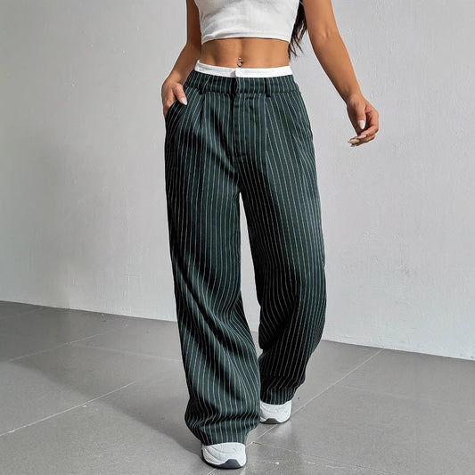 Elegant Striped High-Waist Trousers