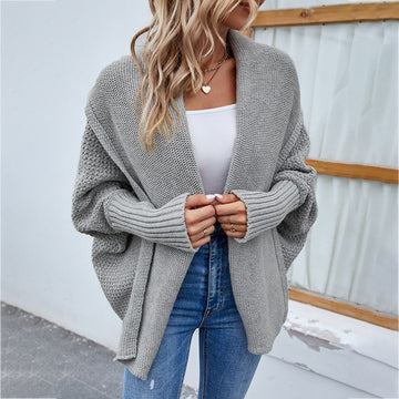 Oversized Bat Sleeve Cardigan – Wide Lapel Sweater