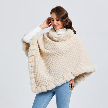 Luxury Fur Collar Cape – Elegant Shawl Wrap