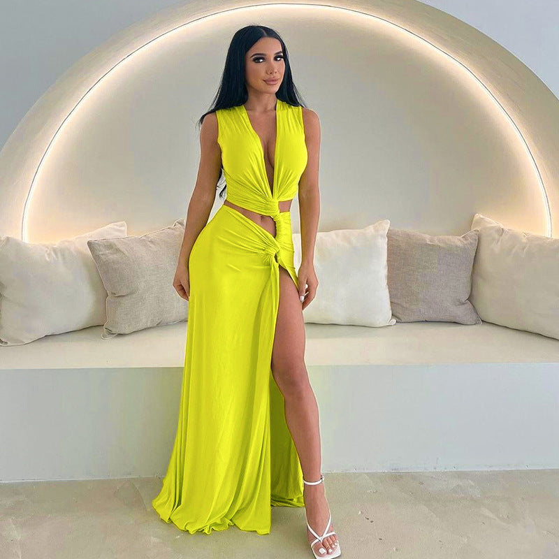 Elegant Cut-Out V-Neck Dress