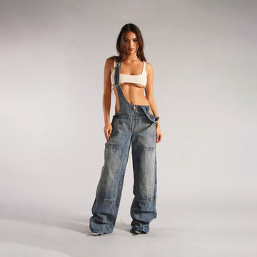 Denim Jumpsuit with Zipper