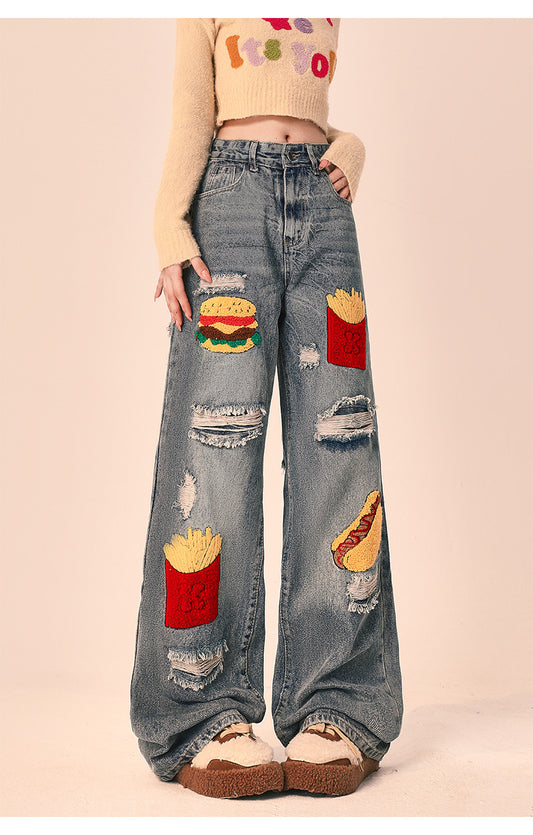 Loose ripped jeans