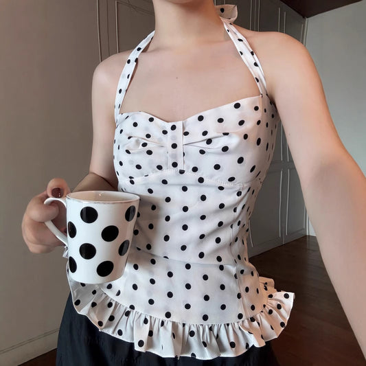 Fashion Polka Dot Top Halter Tube